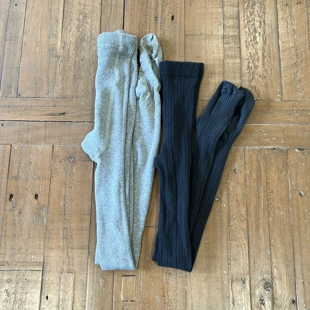Set of two gray cable knit tights